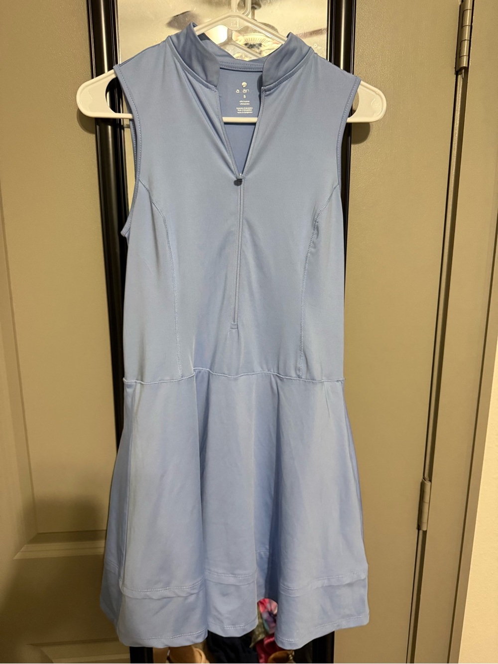 Apana Light Blue Sleeveless Zip-Front Mini Dress